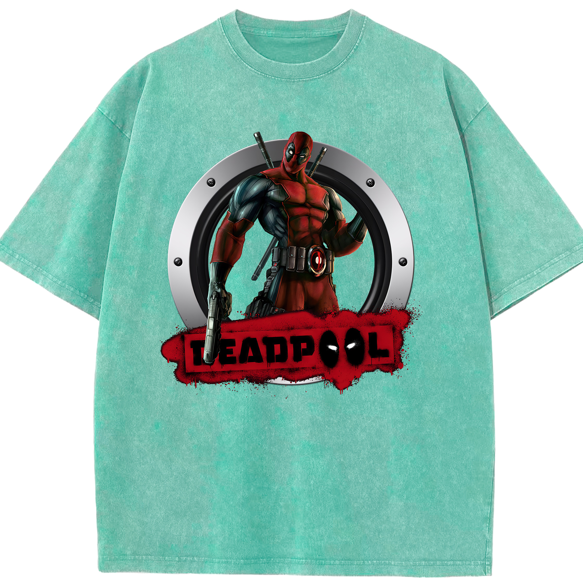（画像用） Deadpool デッドプール 綿100% ヴィンテージ風 半袖Tシャツ（フロントプリント）